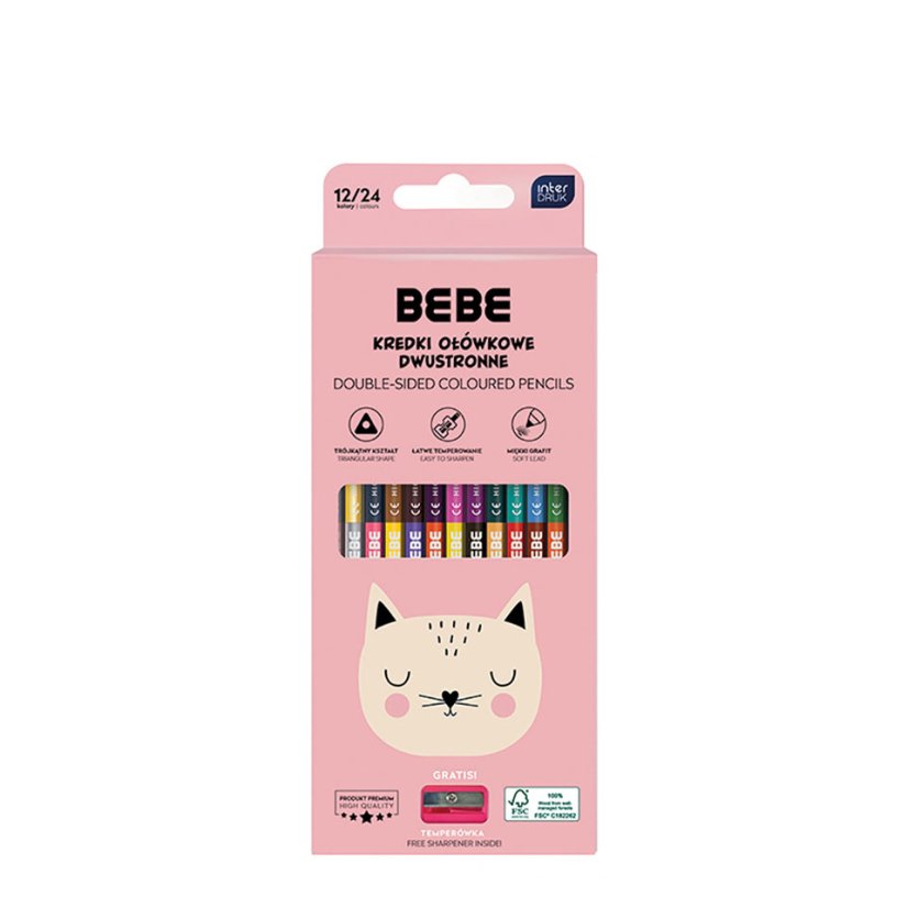 Trojhranné oboustranné pastelky Cat 12 ks