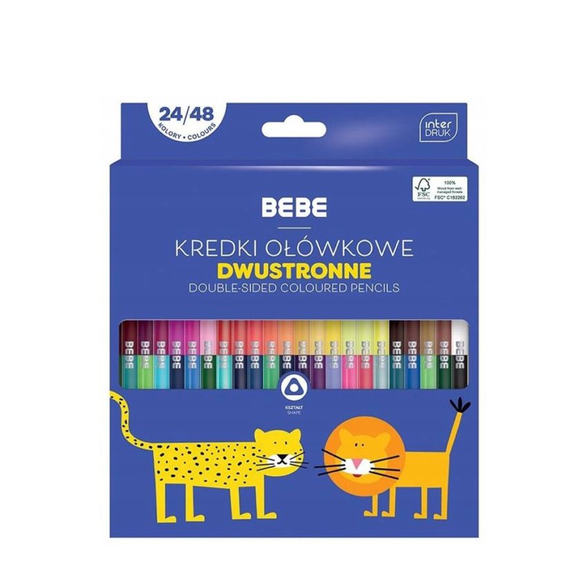 Pastelky BEBE ZOO trojhranné obojstranné 24ks