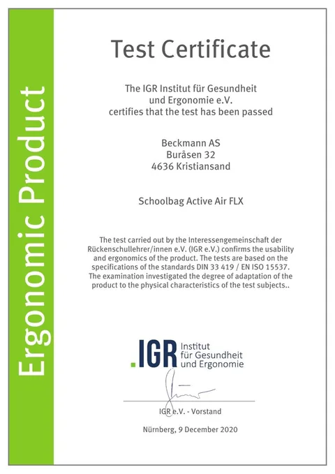 Certifikát Ergonomic Product – Active AIR FLX